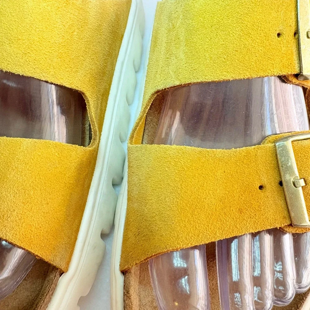 Papillio by Birkenstock Arizona Chunky Suede Platform Sandals Ochre Yellow 37
